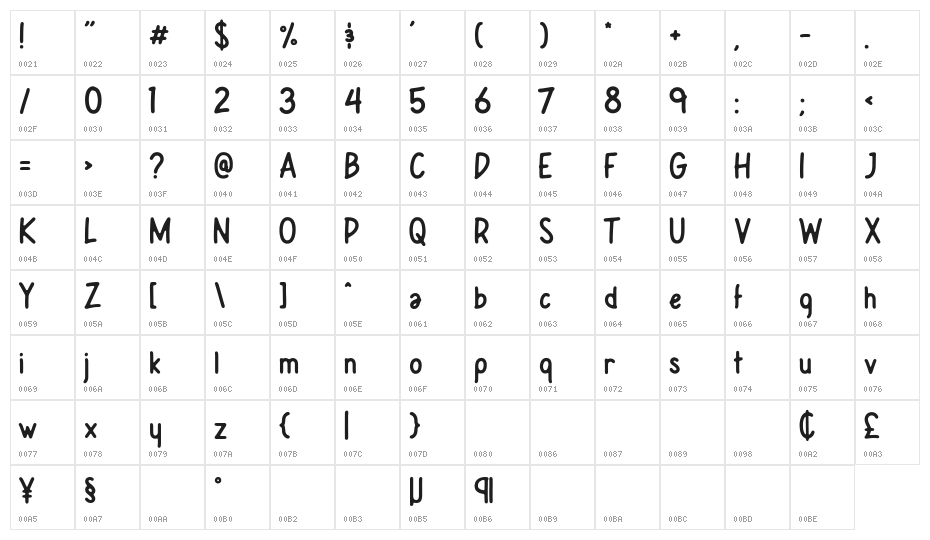 Leafy Plant Sans Free Regular Character Map