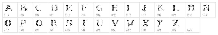 LeafyStencil Character Map