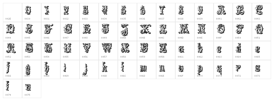 Leafyshade Character Map