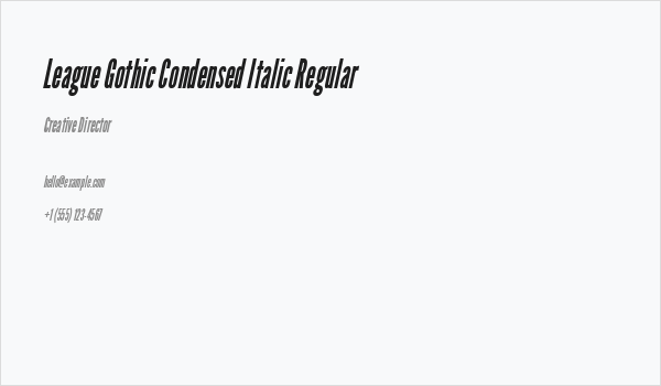 League Gothic Condensed Italic Regular Business Card
