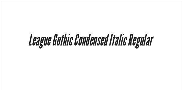 League Gothic Condensed Italic Regular Logo