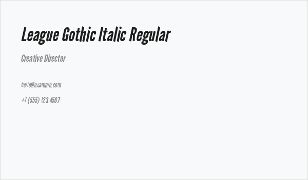 League Gothic Italic Regular Business Card