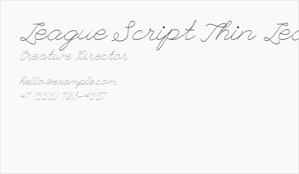 League Script Thin League Script Business Card
