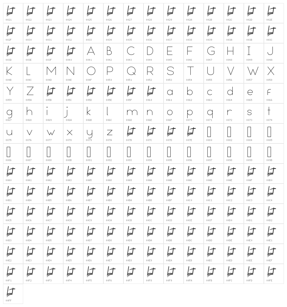 Leal Thin Character Map