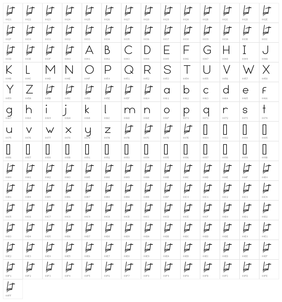 Leal regular Character Map