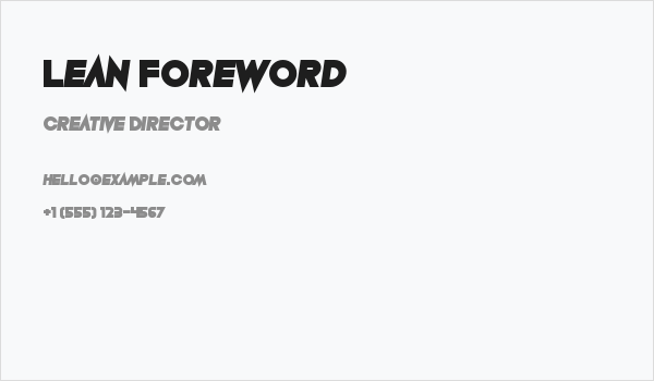 Lean Foreword Business Card