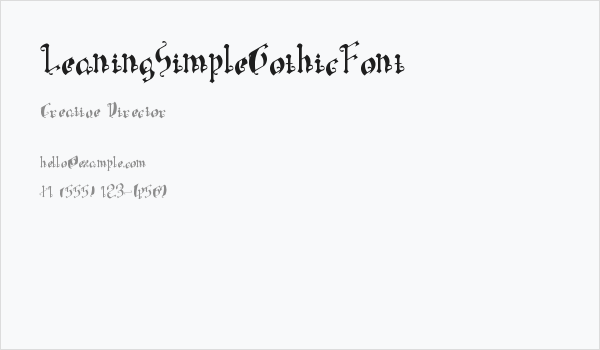 LeaningSimpleGothicFont Business Card
