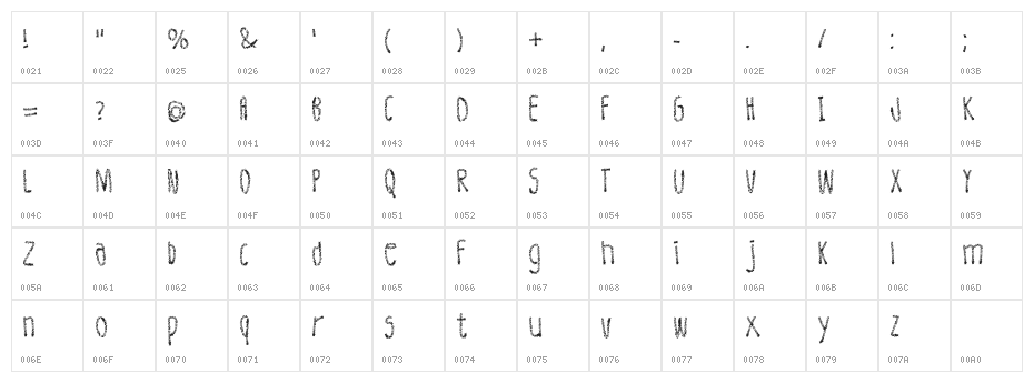 Leather Font Regular Character Map