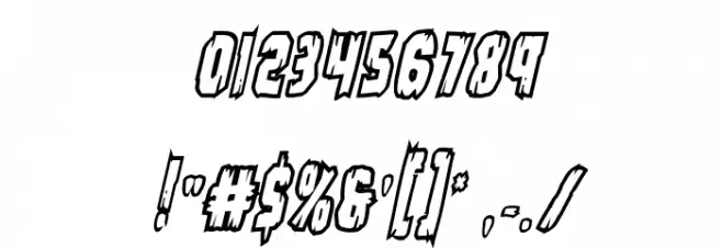 Leatherface Bold Outline Ital Font OTHER CHARS