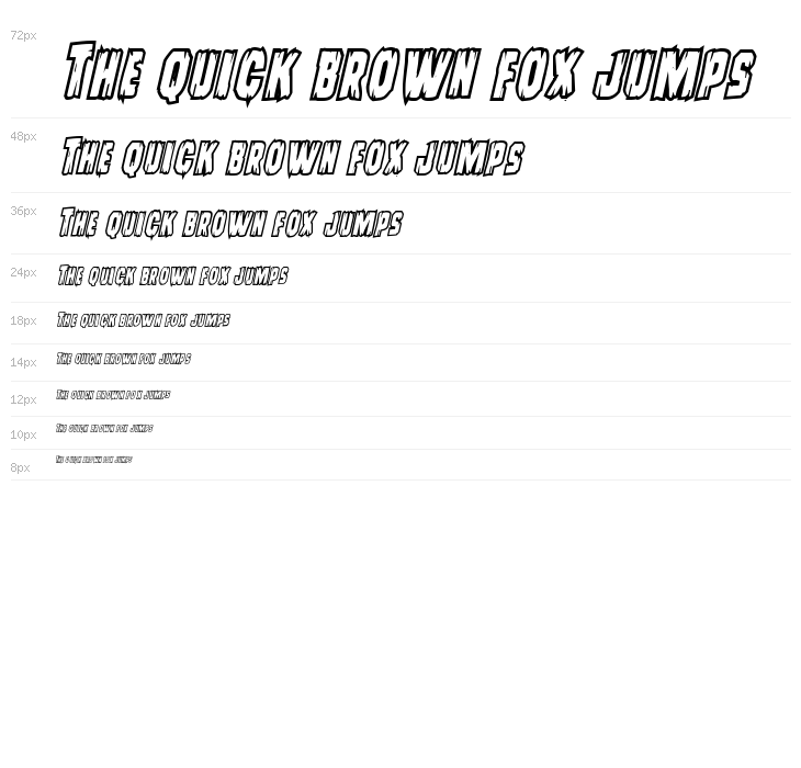 Leatherface Bold Outline Italic Waterfall