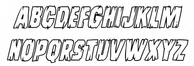 Leatherface Outline Italic फ़ॉन्ट अपरकेस