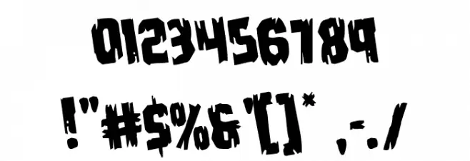 Leatherface Rotated Font OTHER CHARS