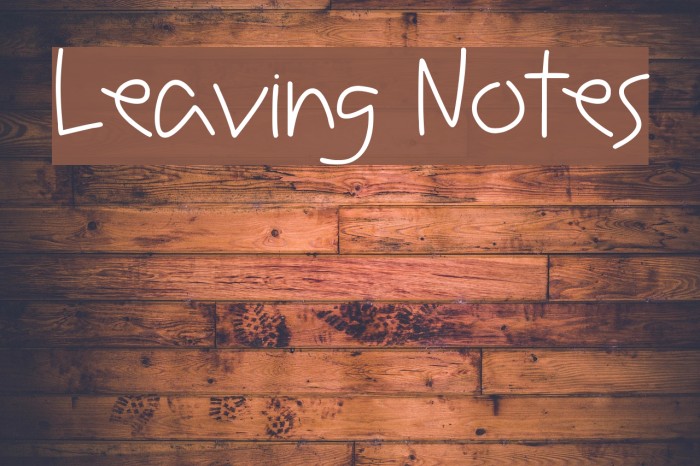 Leaving Notes Font examples