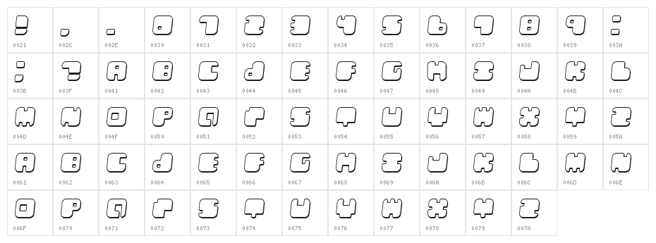 Leben Shadow Italic Character Map
