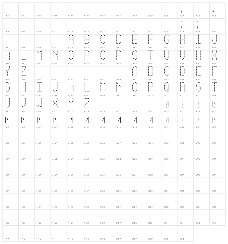 Led Simple St Character Map