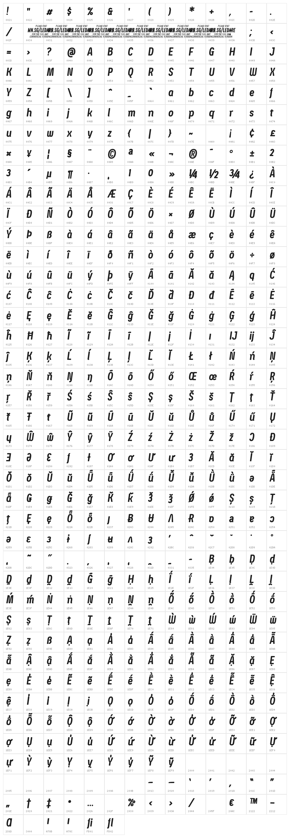 Ledare Bold Italic PERSONAL USE ONLY Character Map