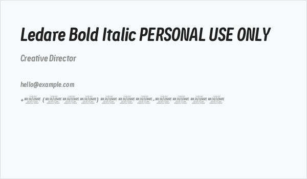 Ledare Bold Italic PERSONAL USE ONLY Business Card