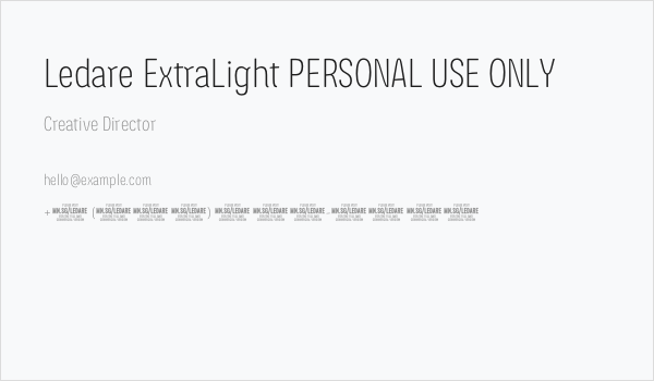 Ledare ExtraLight PERSONAL USE ONLY Business Card