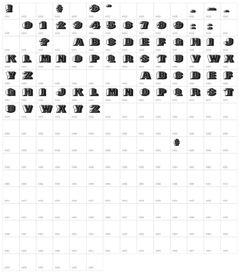 LeeCaps Ex Character Map