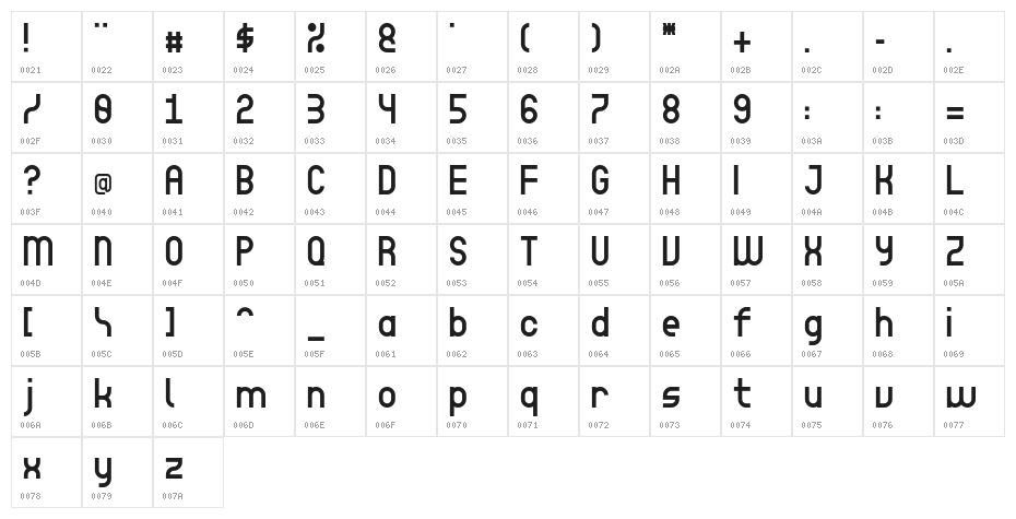 LeeHausSans-Regular Character Map