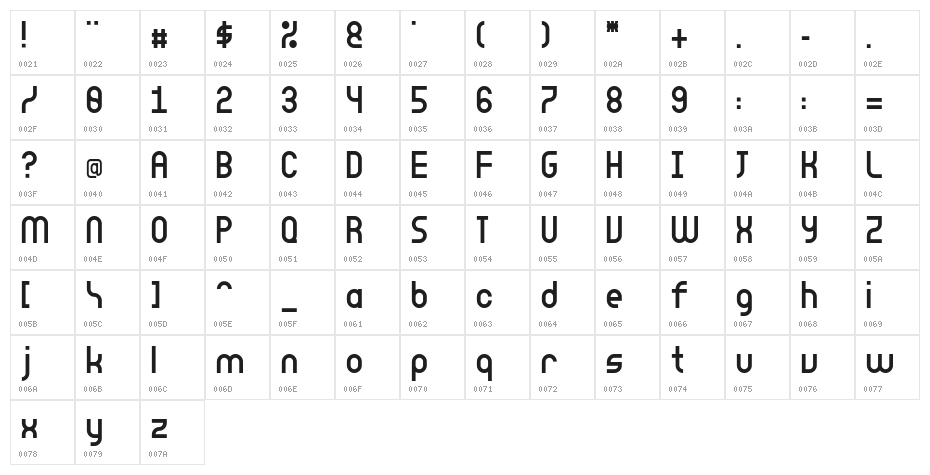 LeeHausSans2-Regular Character Map