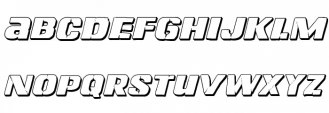 Left Hand Luke 3D Italic Schriftart Kleinbuchstaben