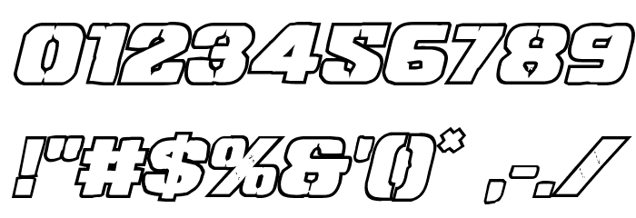Left Hand Luke Bold Outline Italic Font OTHER CHARS