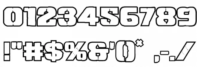 Left Hand Luke Bold Outline Font OTHER CHARS