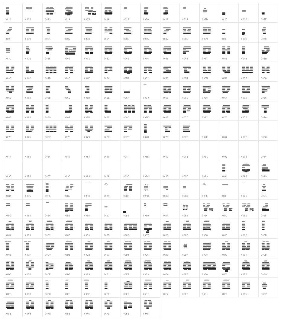 Legacy Cyborg Gradient Character Map