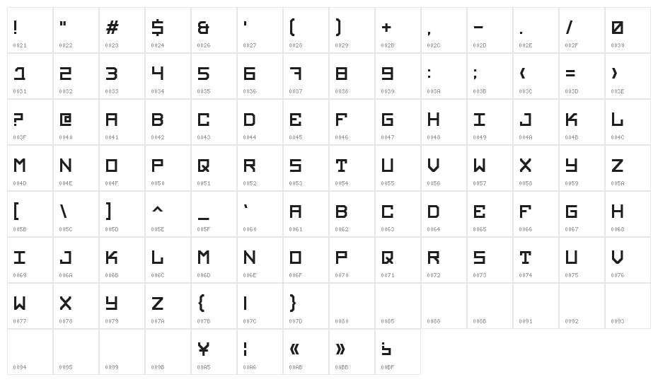 Legacy Character Map