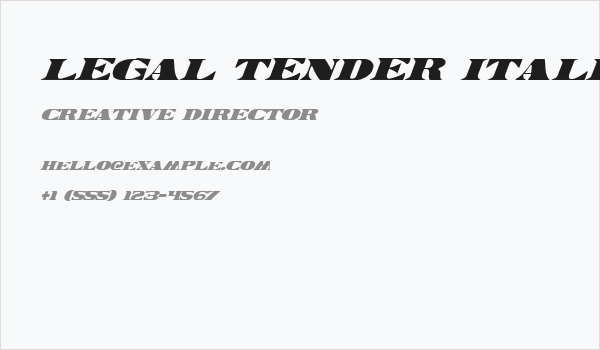 Legal Tender Italic Business Card
