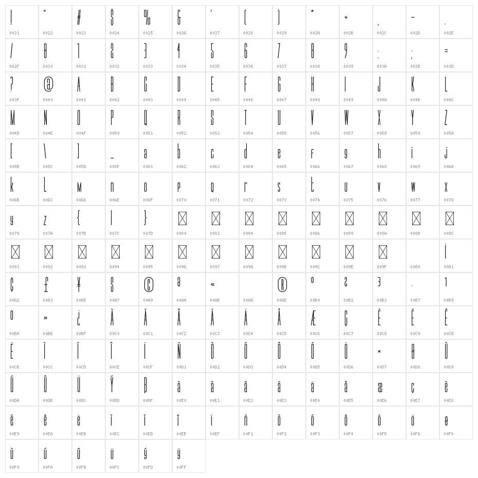 LegalObligationSans Character Map