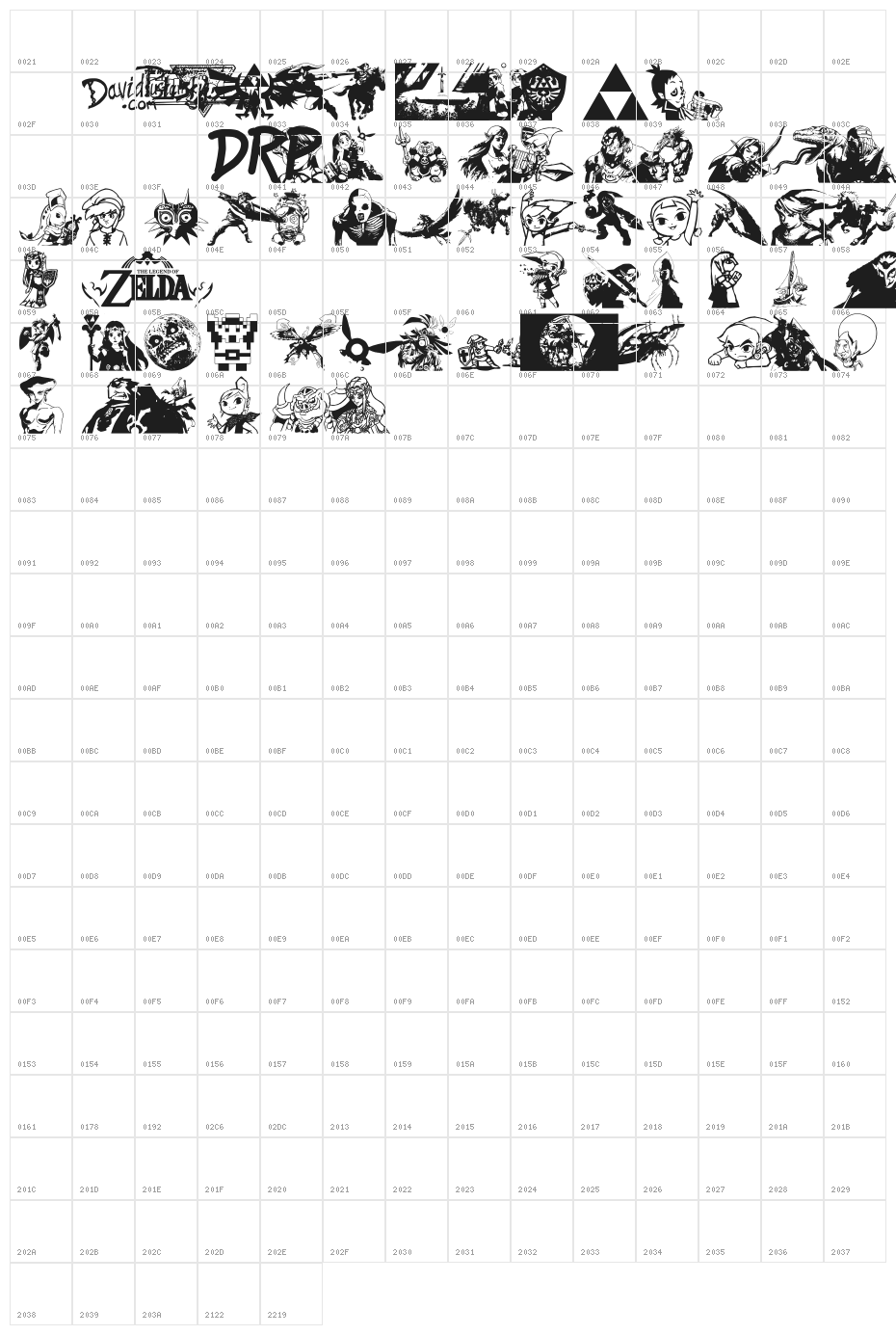 Legend Of Zelda TriFont Character Map