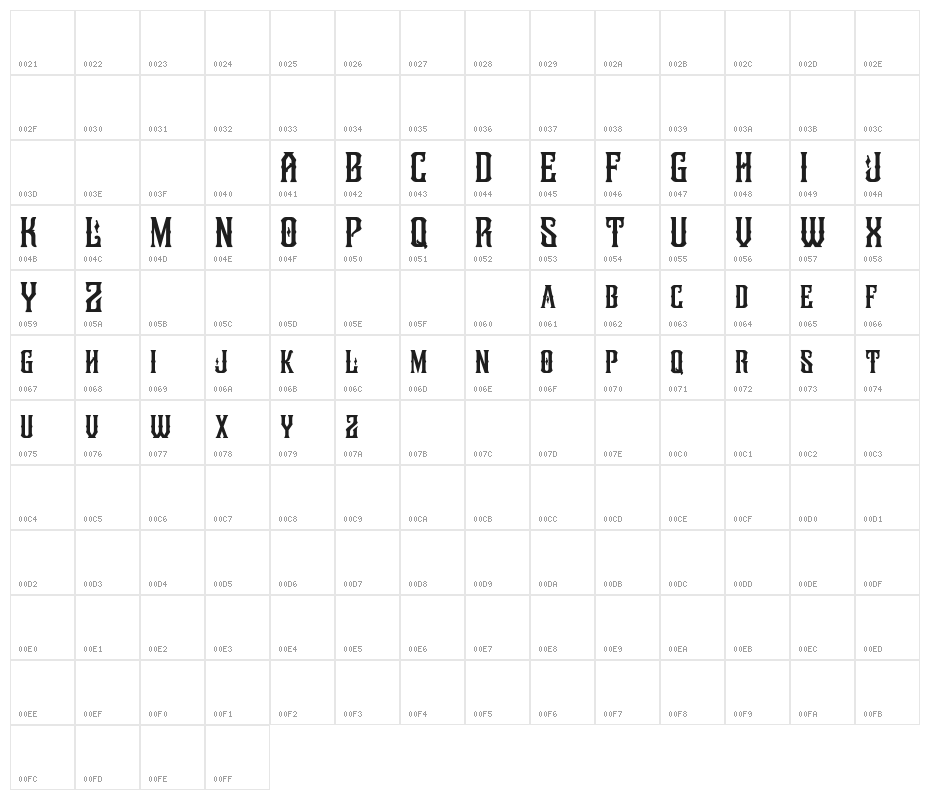 LegendaireFREE Character Map