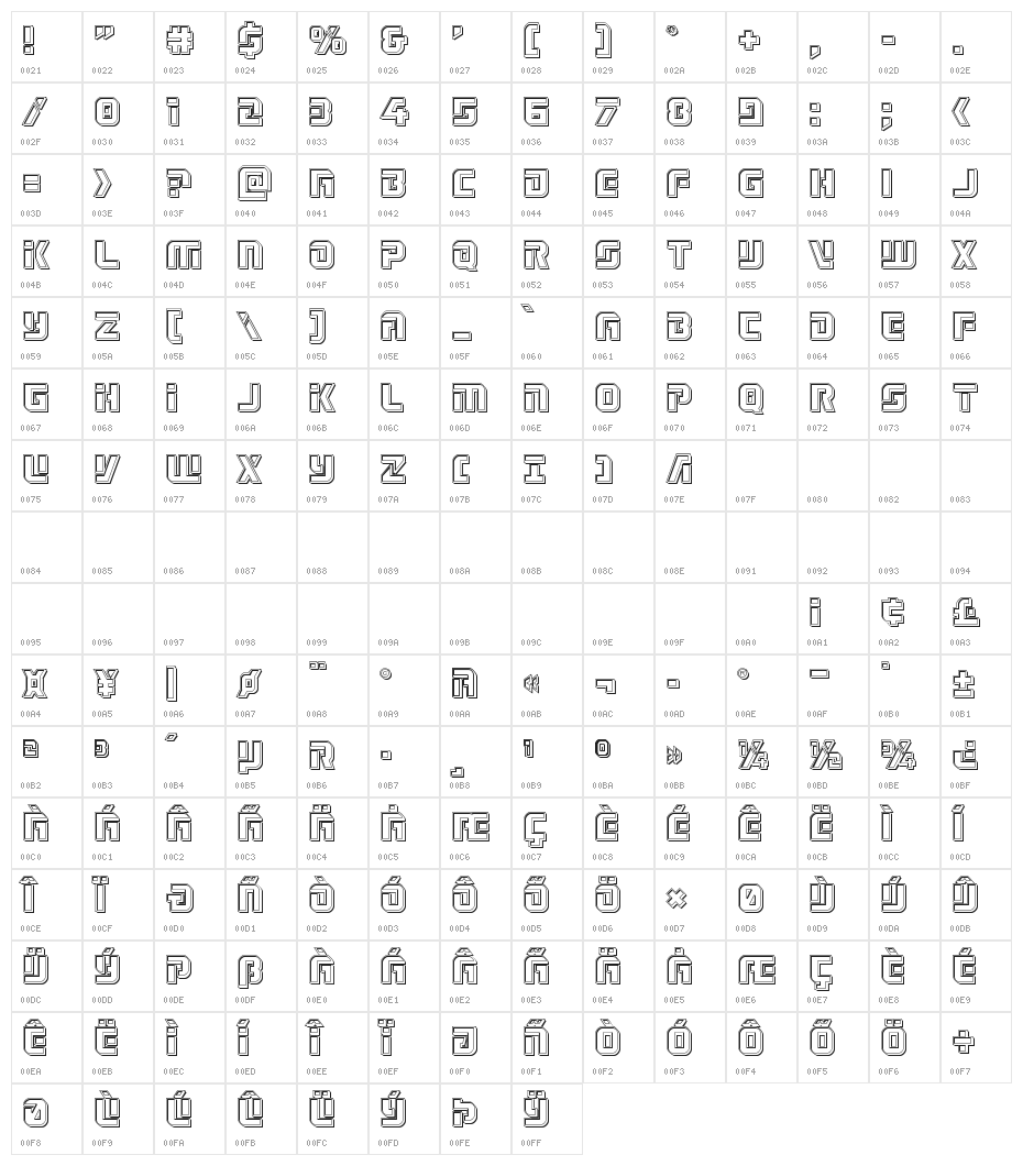 Legio Sabina Engraved Character Map