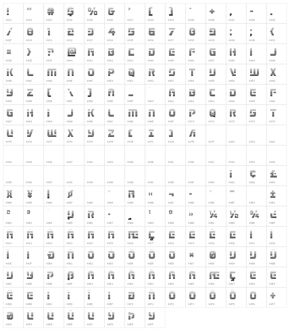 Legio Sabina Gradient Character Map