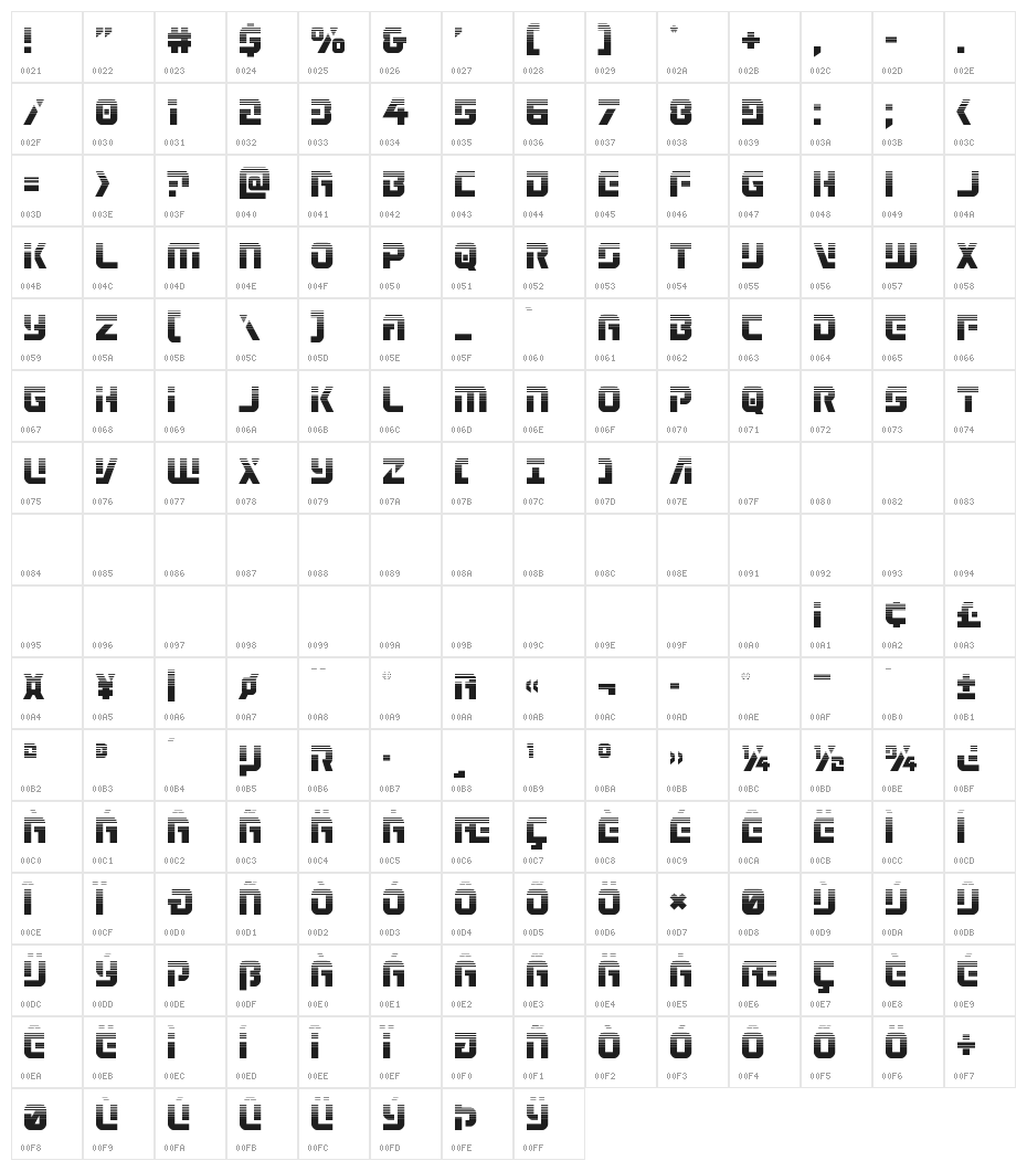 Legio Sabina Halftone Character Map