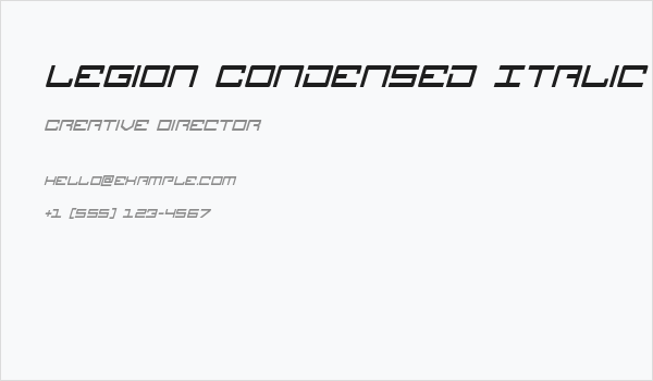 Legion Condensed Italic Business Card