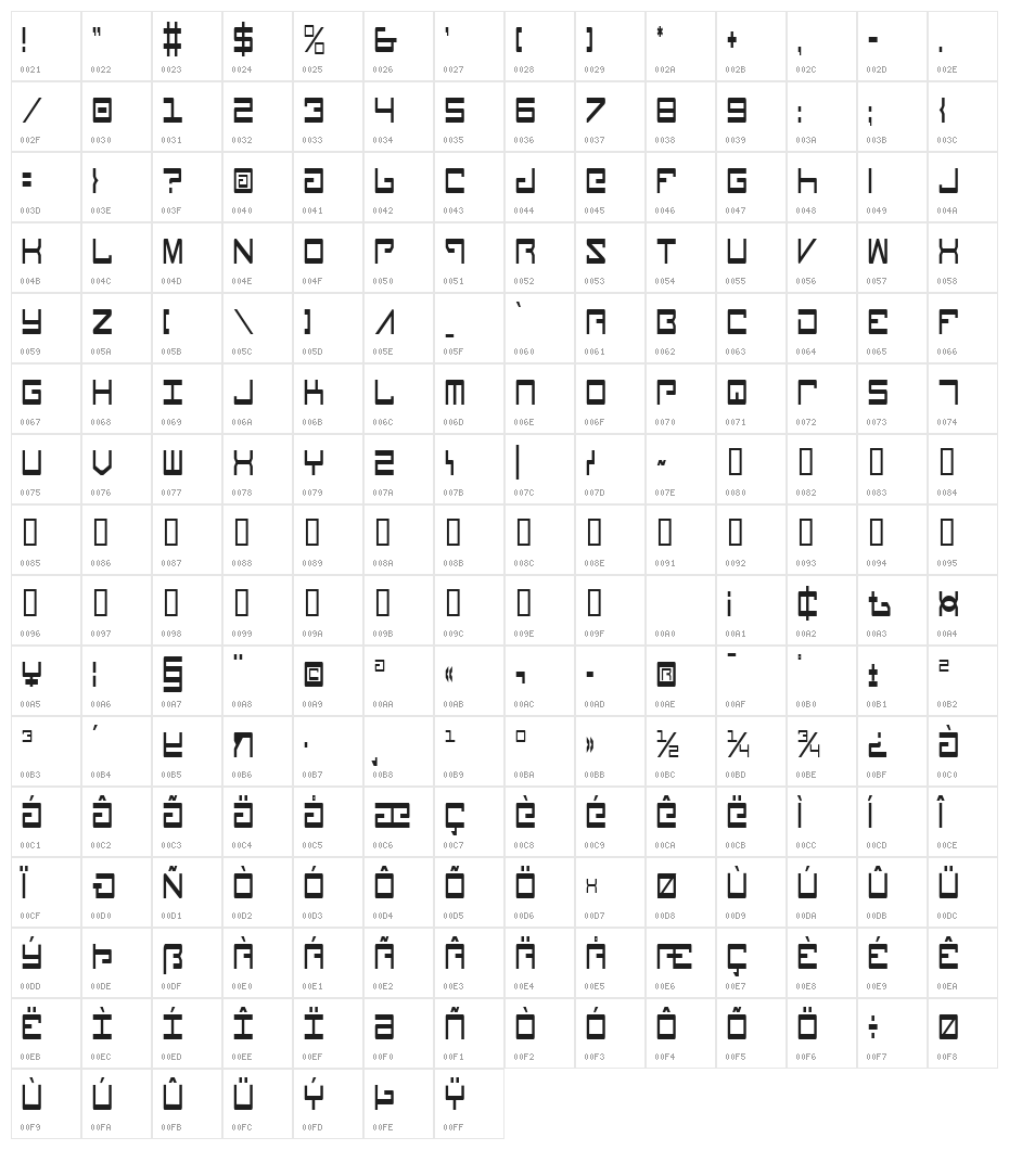 Legion Condensed Character Map