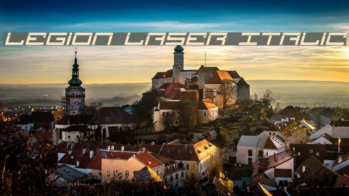 Legion Laser Italic Font examples