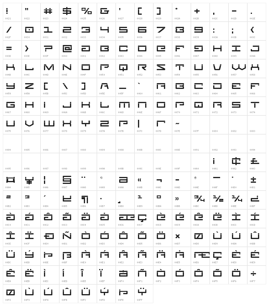 Legion Laser Character Map