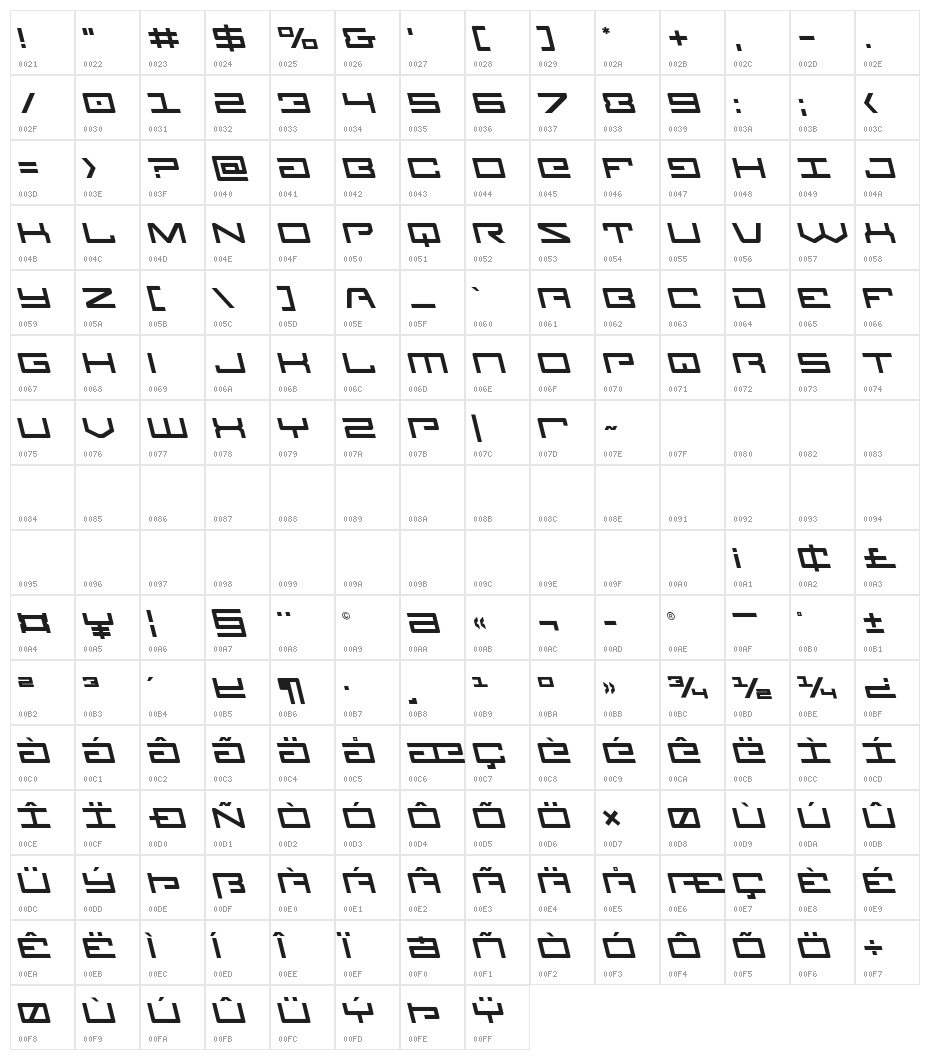 Legion Leftalic Character Map