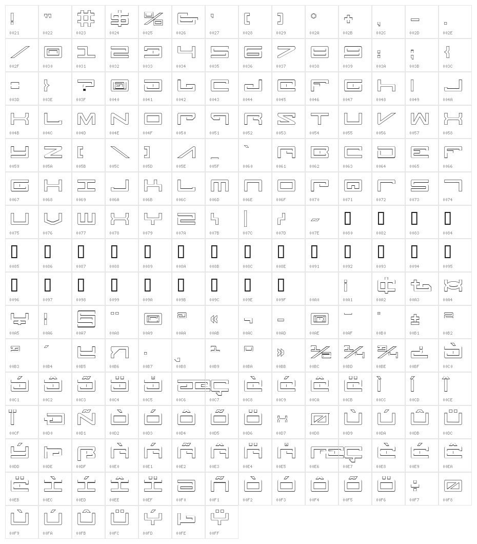 Legion Outline Character Map