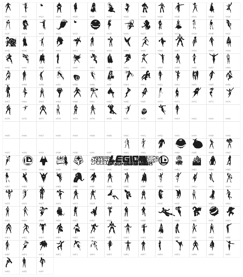 Legionnaires Regular Character Map
