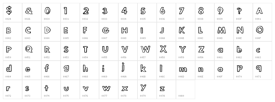LegitOutline Character Map