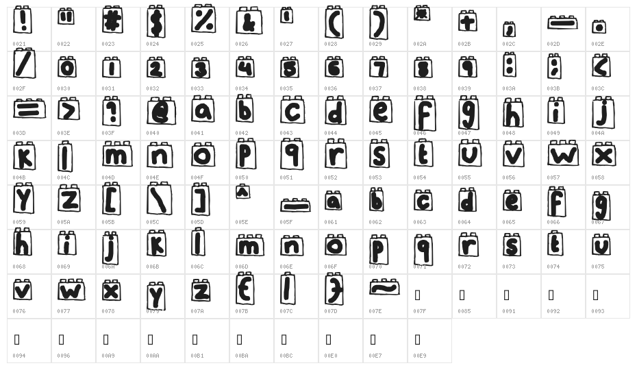 Lego Blocks Character Map