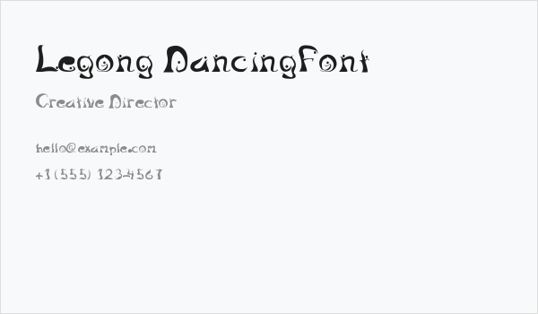 Legong DancingFont Business Card