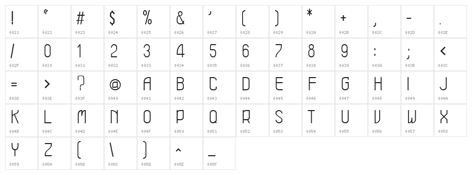 Leicht bold Character Map