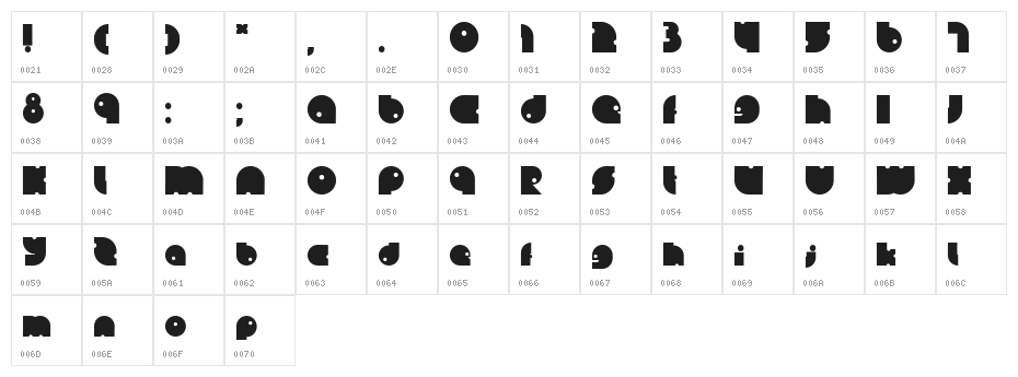 Lein Bold Character Map