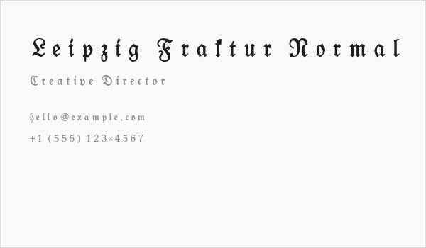 Leipzig Fraktur Normal Business Card